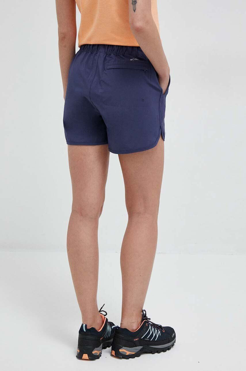 Columbia Outdoorové šortky Pleasant Creek tmavomodrá barva high waist - Pepit.cz