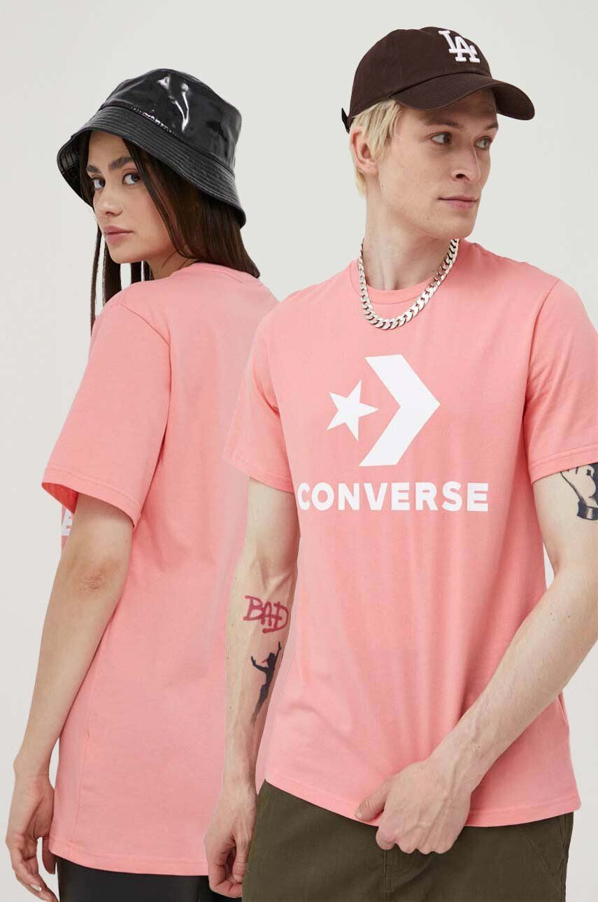 Converse Bavlněné tričko růžová barva s potiskem - Pepit.cz