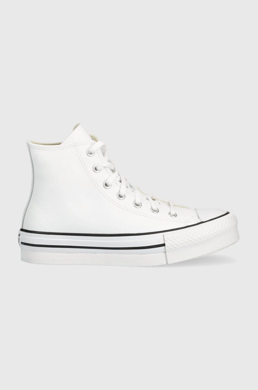 Converse Dětské kožené kecky Chuck Taylor All Star Eva Lift bílá barva - Pepit.cz