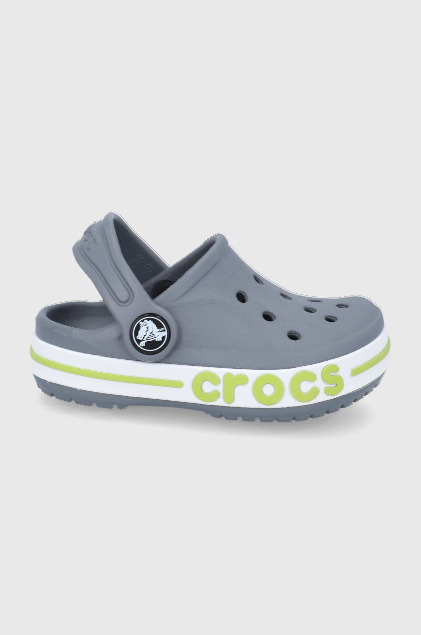 Crocs Dětské pantofle šedá barva - Pepit.cz