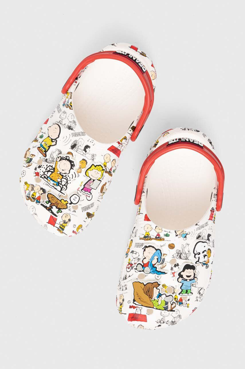 Crocs Dětské pantofle PEANUTS CLASSIC CLOG bílá barva - Pepit.cz