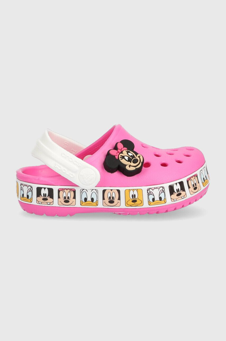 Crocs Dětské pantofle x Disney růžová barva - Pepit.cz