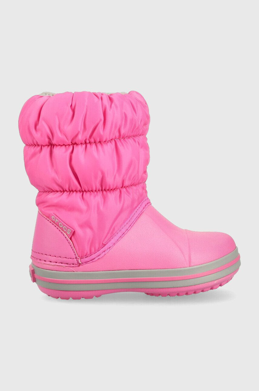 Crocs Dětské sněhule Winter Puff Boot růžová barva - Pepit.cz