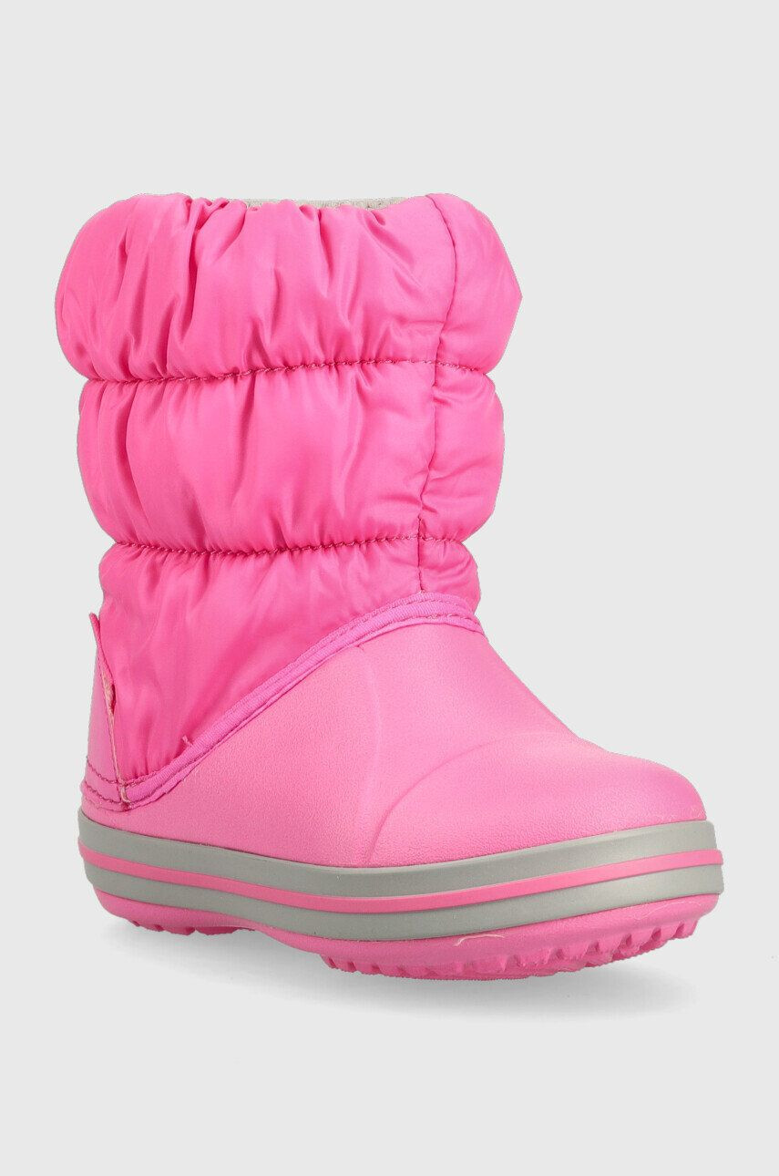 Crocs Dětské sněhule Winter Puff Boot růžová barva - Pepit.cz