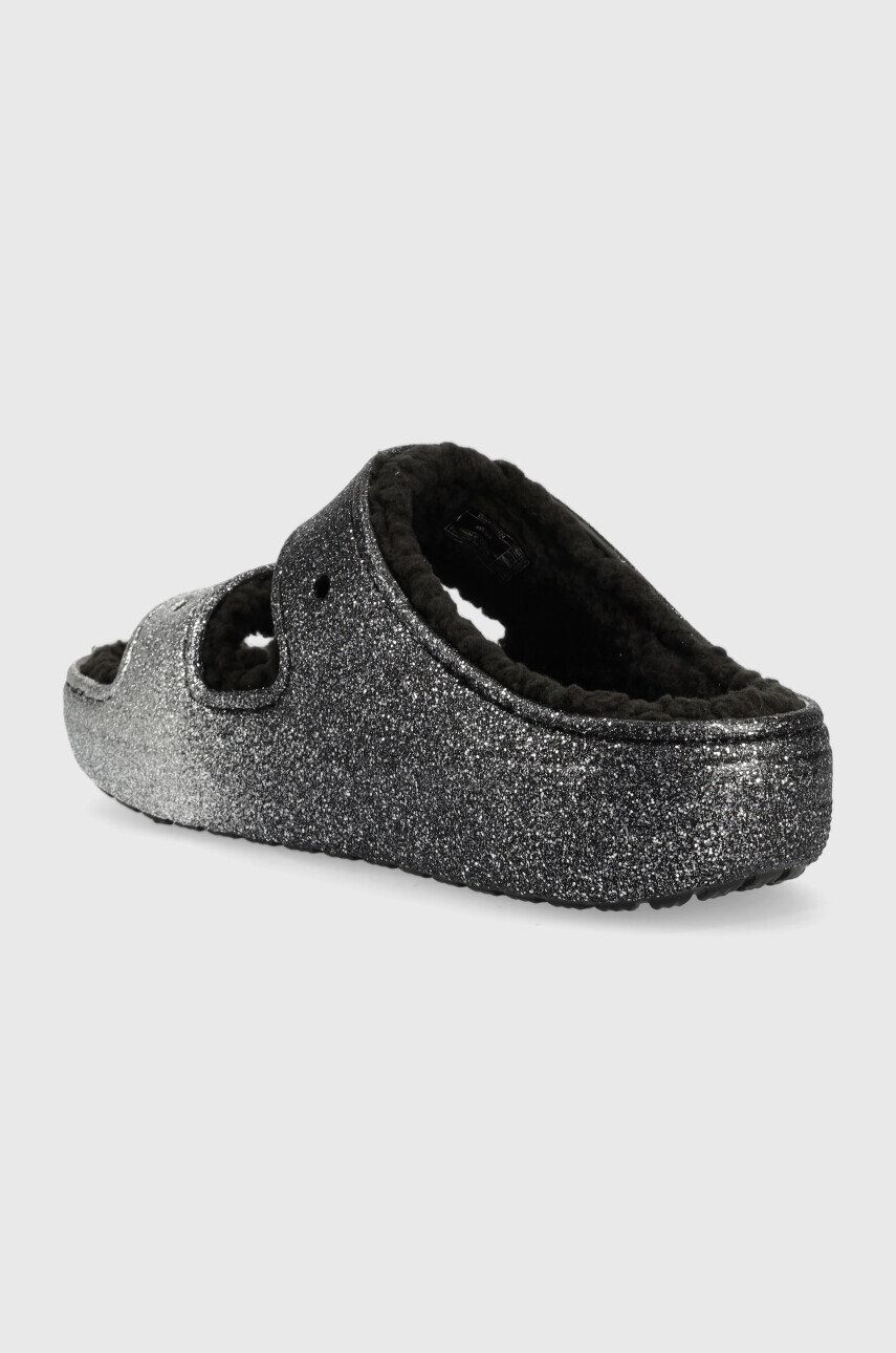 Crocs Pantofle Classic Cozzzy Glitter Sandal stříbrná barva - Pepit.cz