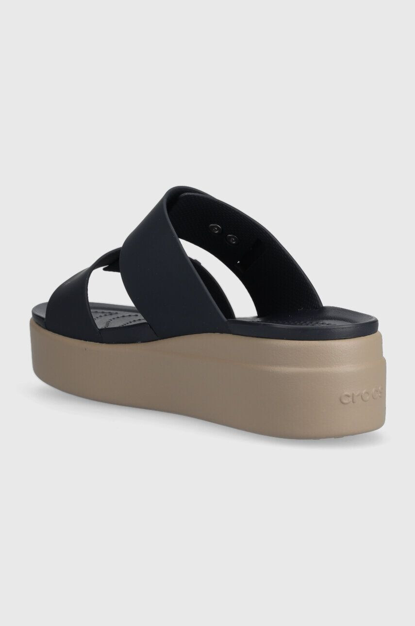 Crocs Pantofle Brooklyn Low Wedge Sandal dámské tmavomodrá barva na platformě 207431 - Pepit.cz