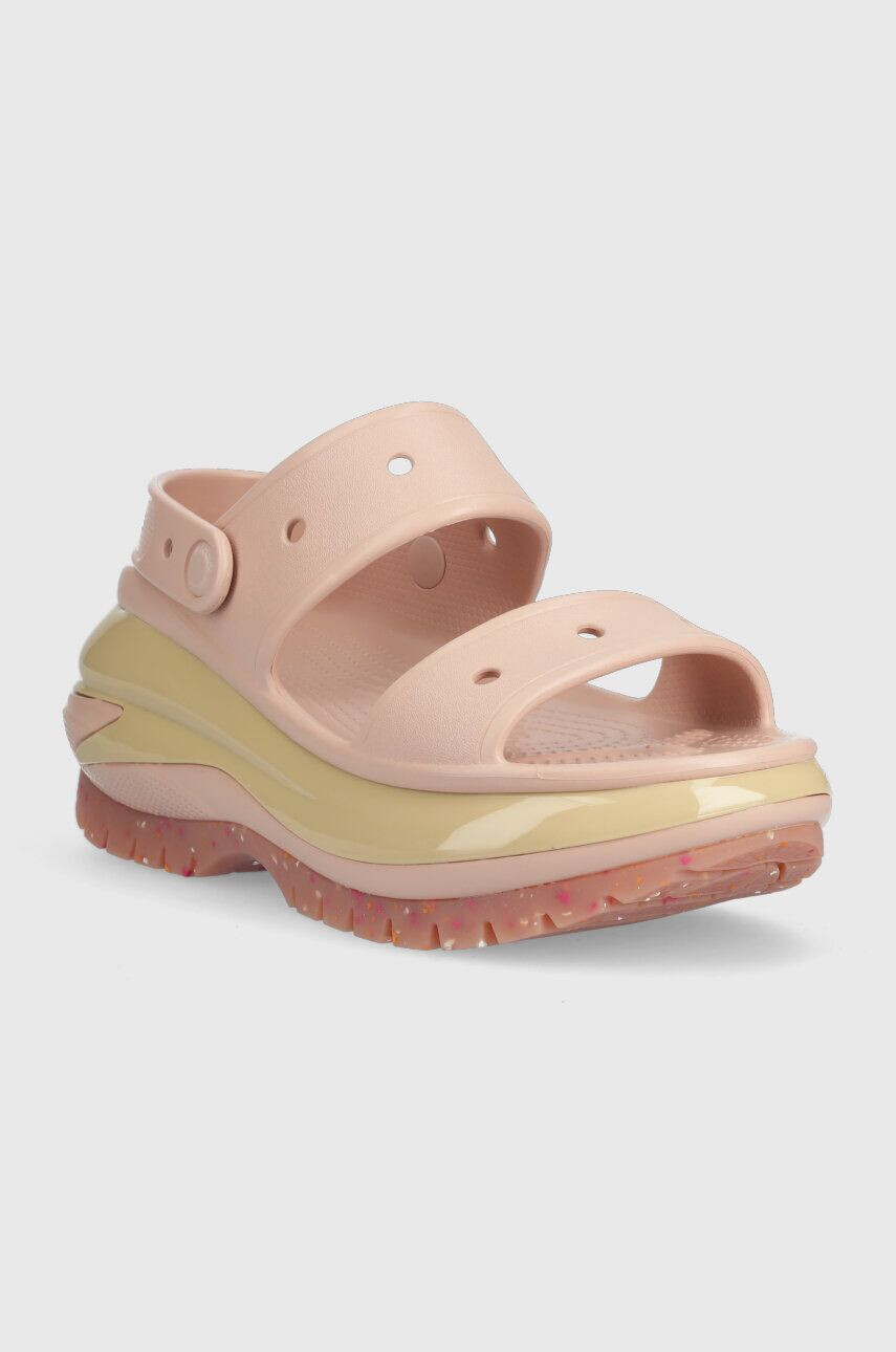 Crocs Pantofle Classic Mega Crush Sandal dámské béžová barva na platformě 207989 - Pepit.cz