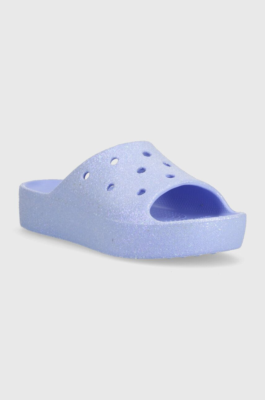 Crocs Pantofle Classic Platforn Glitter Slide dámské fialová barva na platformě 208233 - Pepit.cz