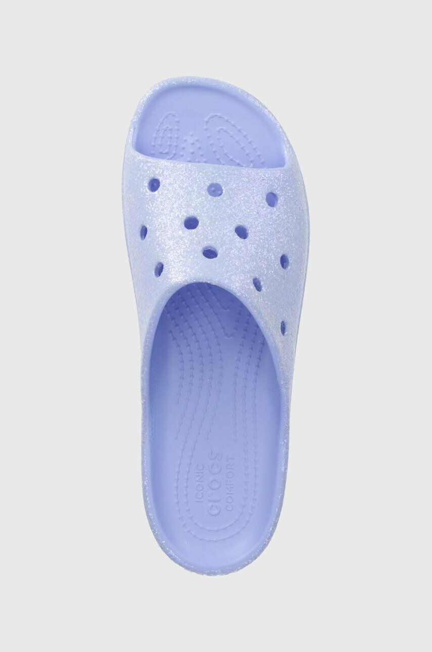 Crocs Pantofle Classic Platforn Glitter Slide dámské fialová barva na platformě 208233 - Pepit.cz