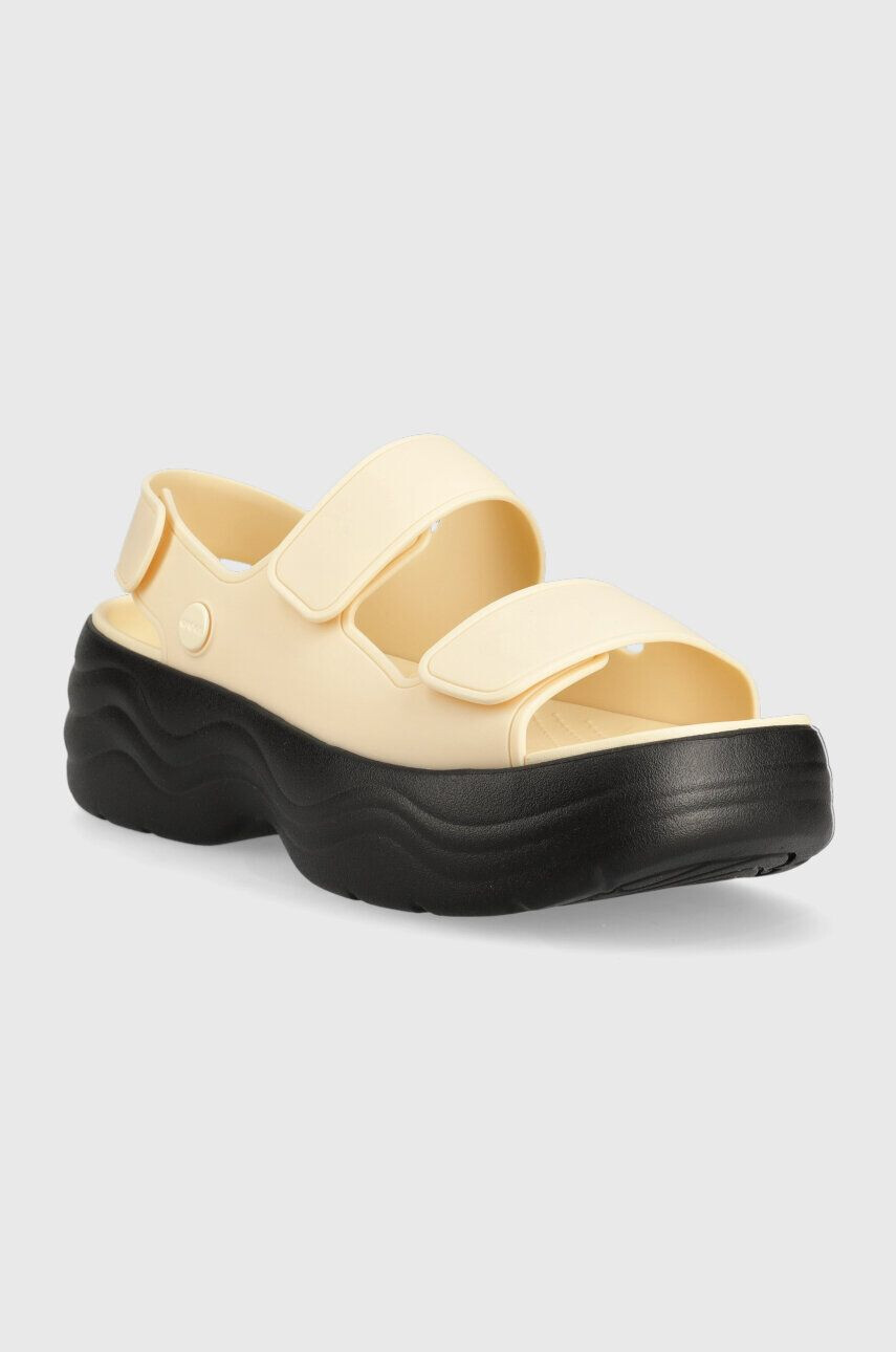 Crocs Sandály Skyline Slide dámské oranžová barva na platformě 208183 - Pepit.cz