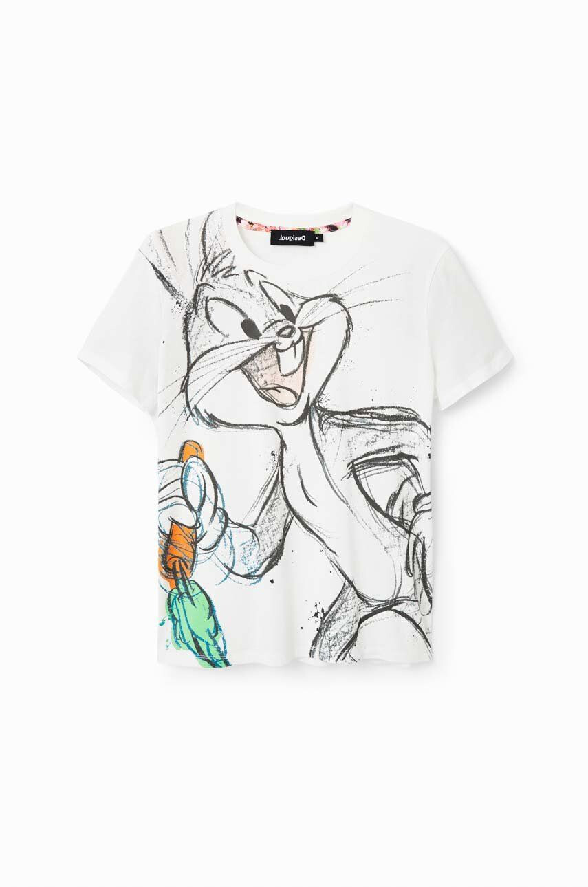 Desigual Bavlněné tričko x Looney Tunes bílá barva - Pepit.cz