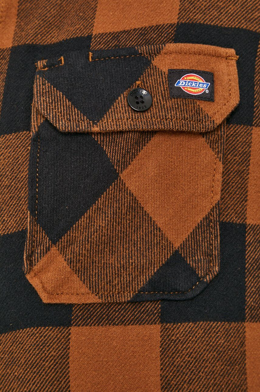 Dickies Košile pánské hnědá barva regular s klasickým límcem DK0A4XDZBD0-BROWNDUCK - Pepit.cz