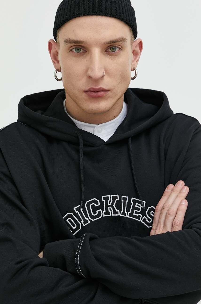 Dickies Bavlněná mikina pánská černá barva s kapucí s aplikací - Pepit.cz