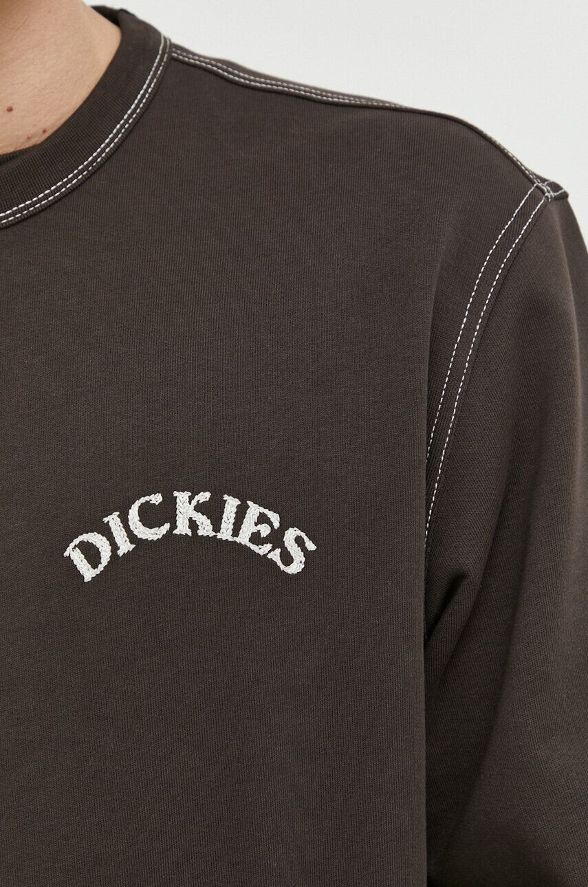 Dickies Bavlněná mikina pánská hnědá barva s aplikací - Pepit.cz