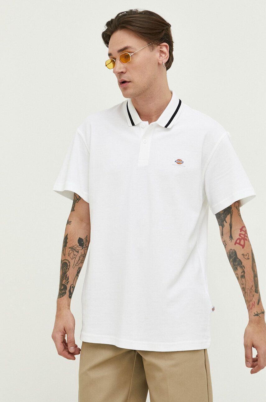 Dickies Bavlněné polo tričko bílá barva s aplikací - Pepit.cz