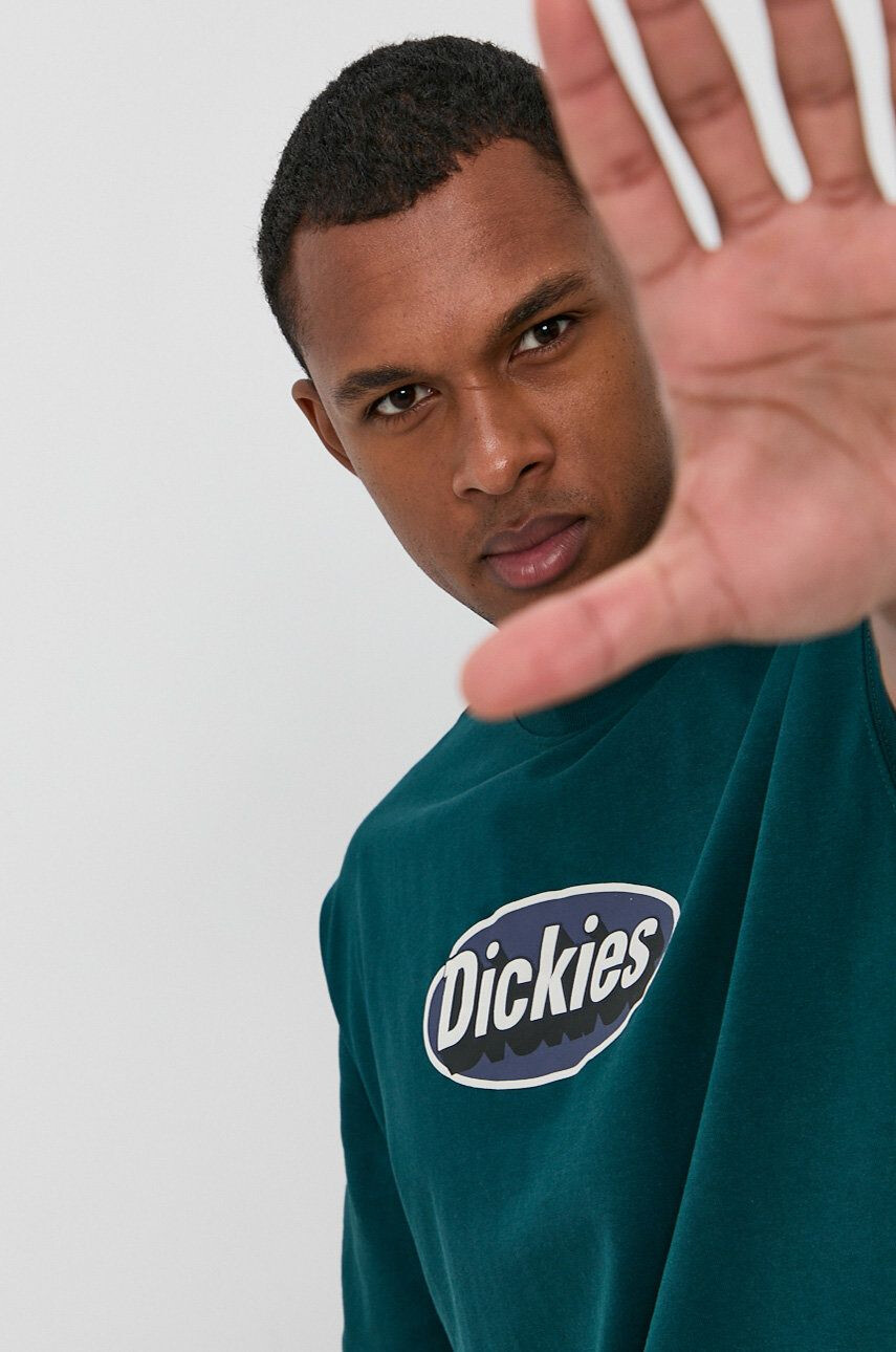 Dickies Bavlněné tričko zelená barva s potiskem - Pepit.cz