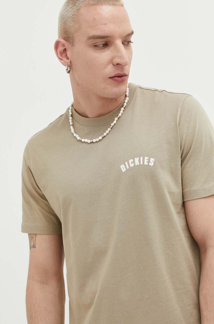 Dickies Bavlněné tričko béžová barva s potiskem - Pepit.cz