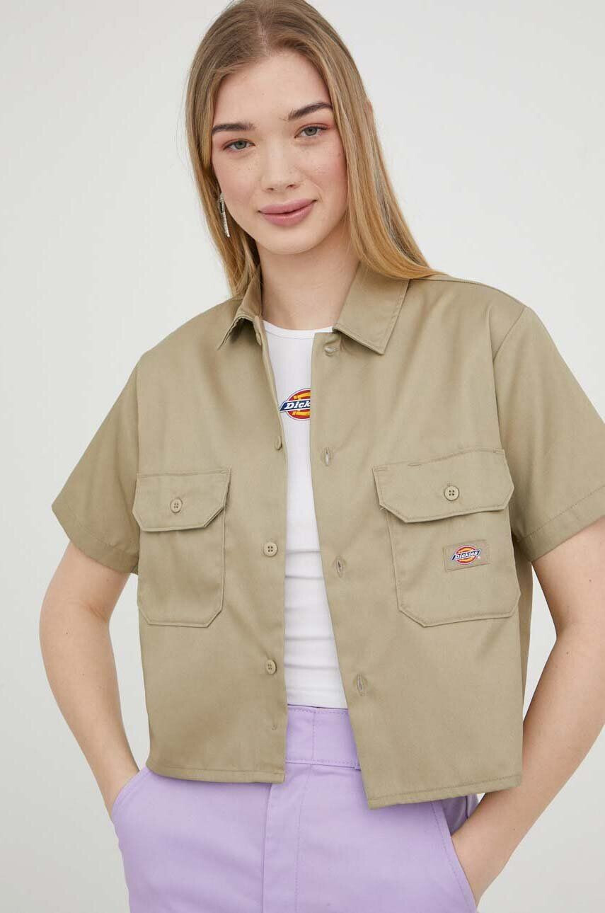 Dickies Košile dámská zelená barva relaxed s klasickým límcem - Pepit.cz