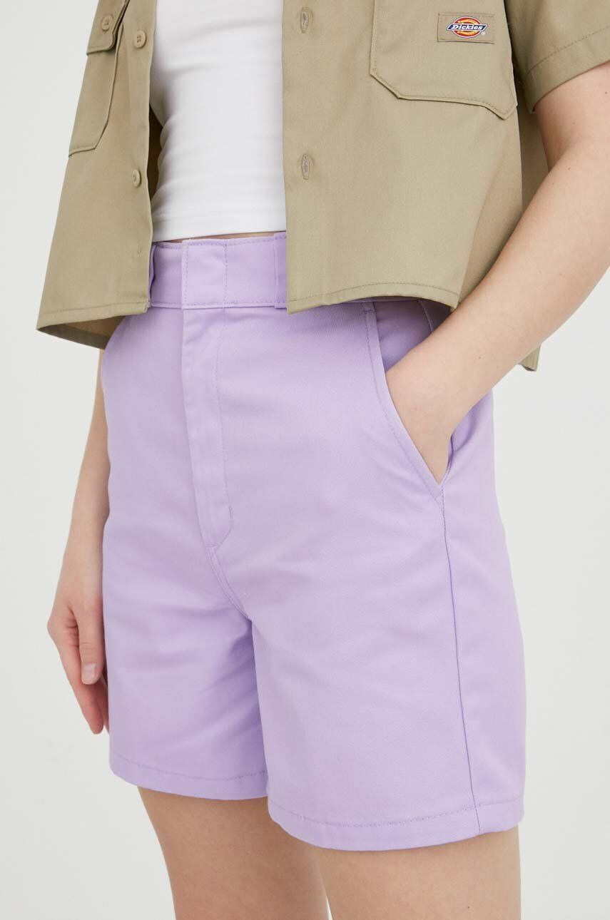 Dickies Kraťasy dámské fialová barva hladké high waist - Pepit.cz