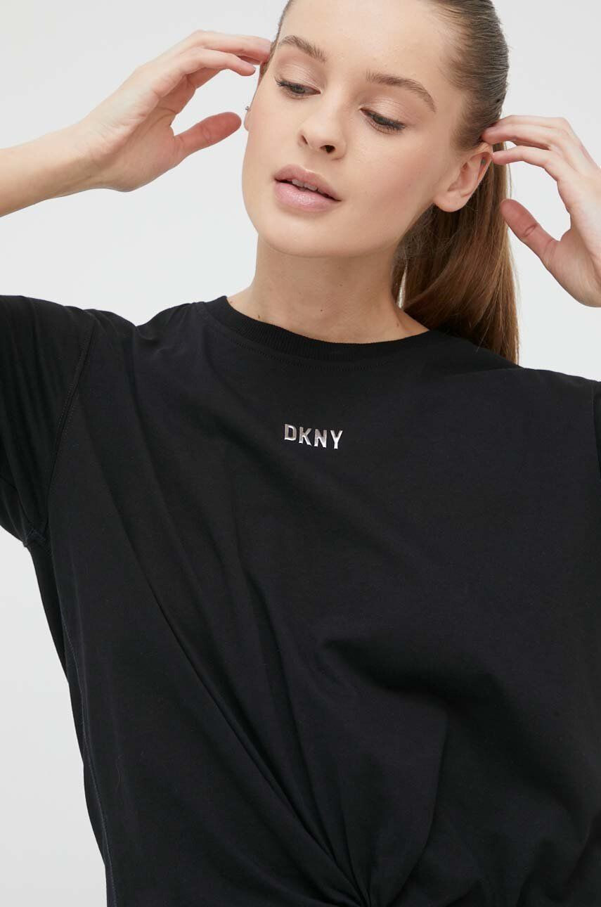 DKNY Bavlněné tričko černá barva - Pepit.cz