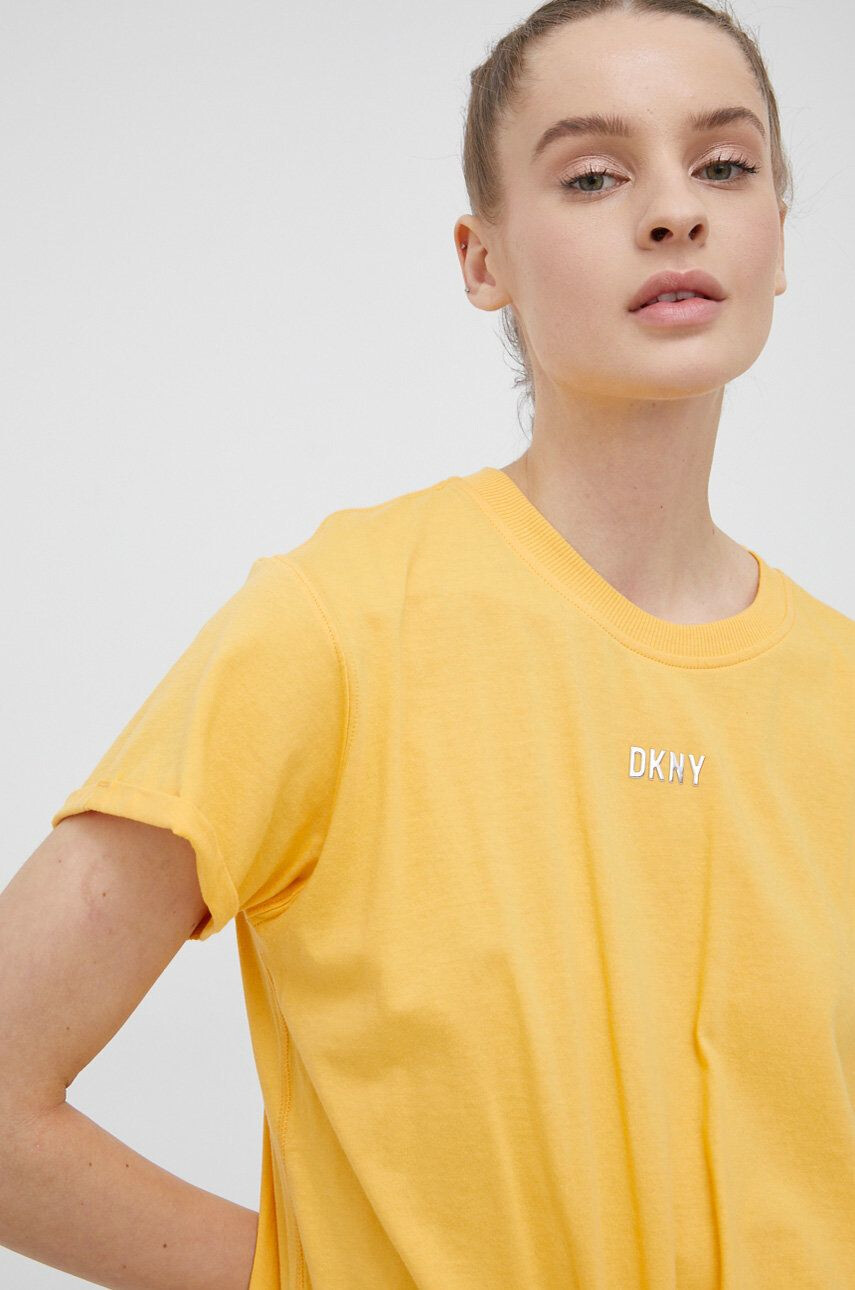 DKNY Bavlněné tričko růžová barva - Pepit.cz