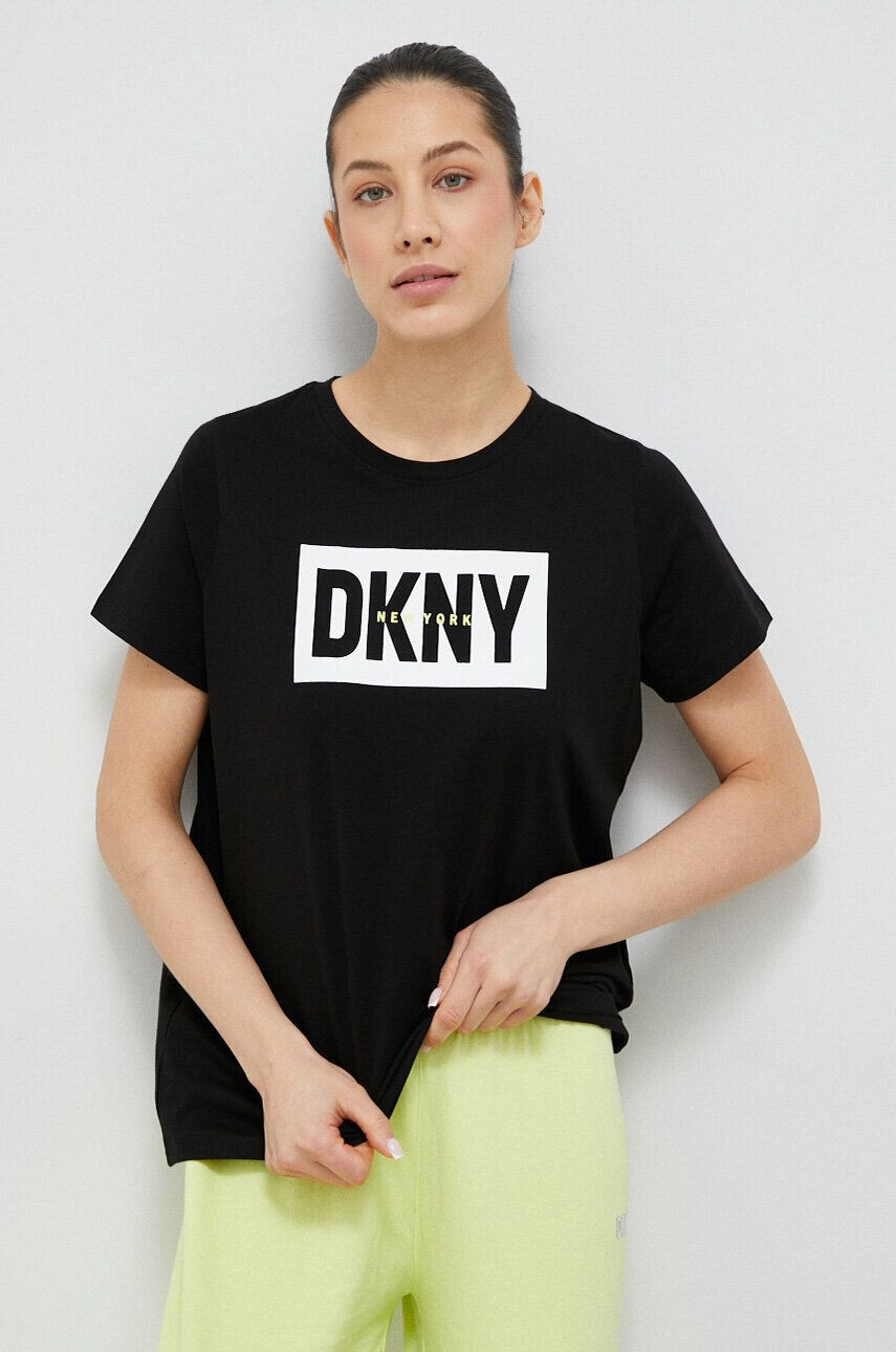 DKNY Bavlněné tričko černá barva - Pepit.cz