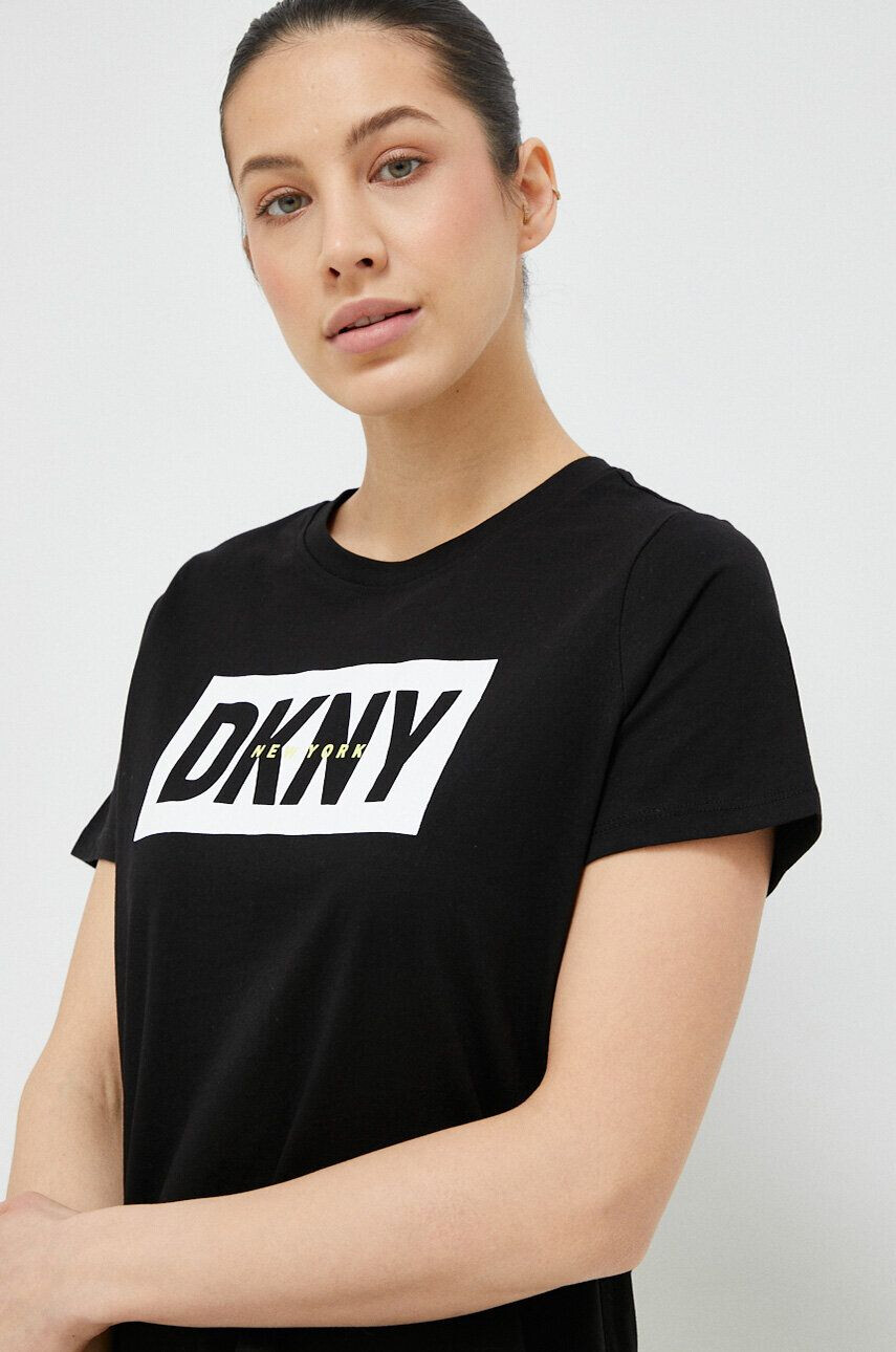 DKNY Bavlněné tričko černá barva - Pepit.cz