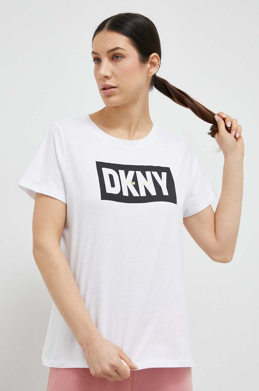 DKNY Bavlněné tričko bílá barva - Pepit.cz