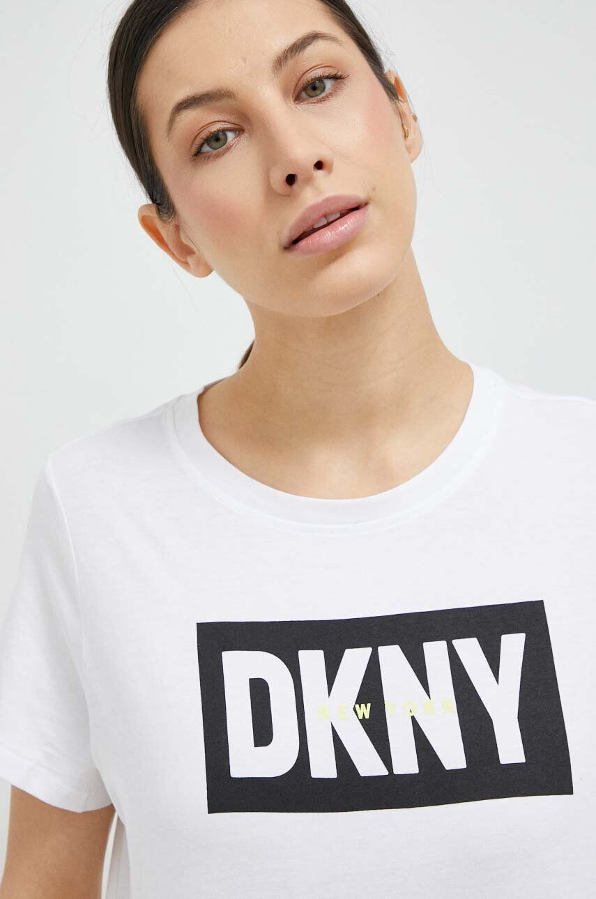 DKNY Bavlněné tričko bílá barva - Pepit.cz