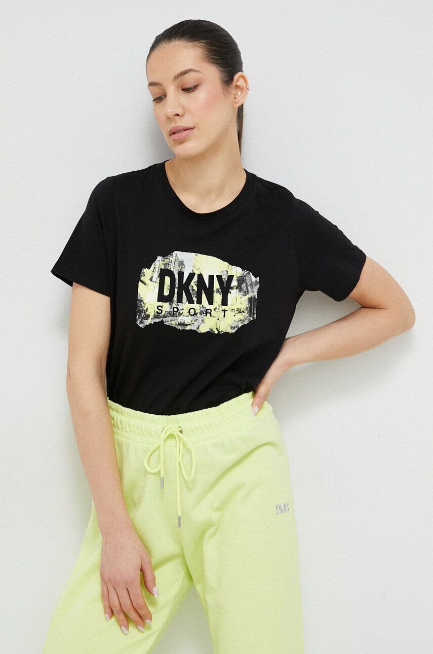 DKNY Bavlněné tričko černá barva - Pepit.cz