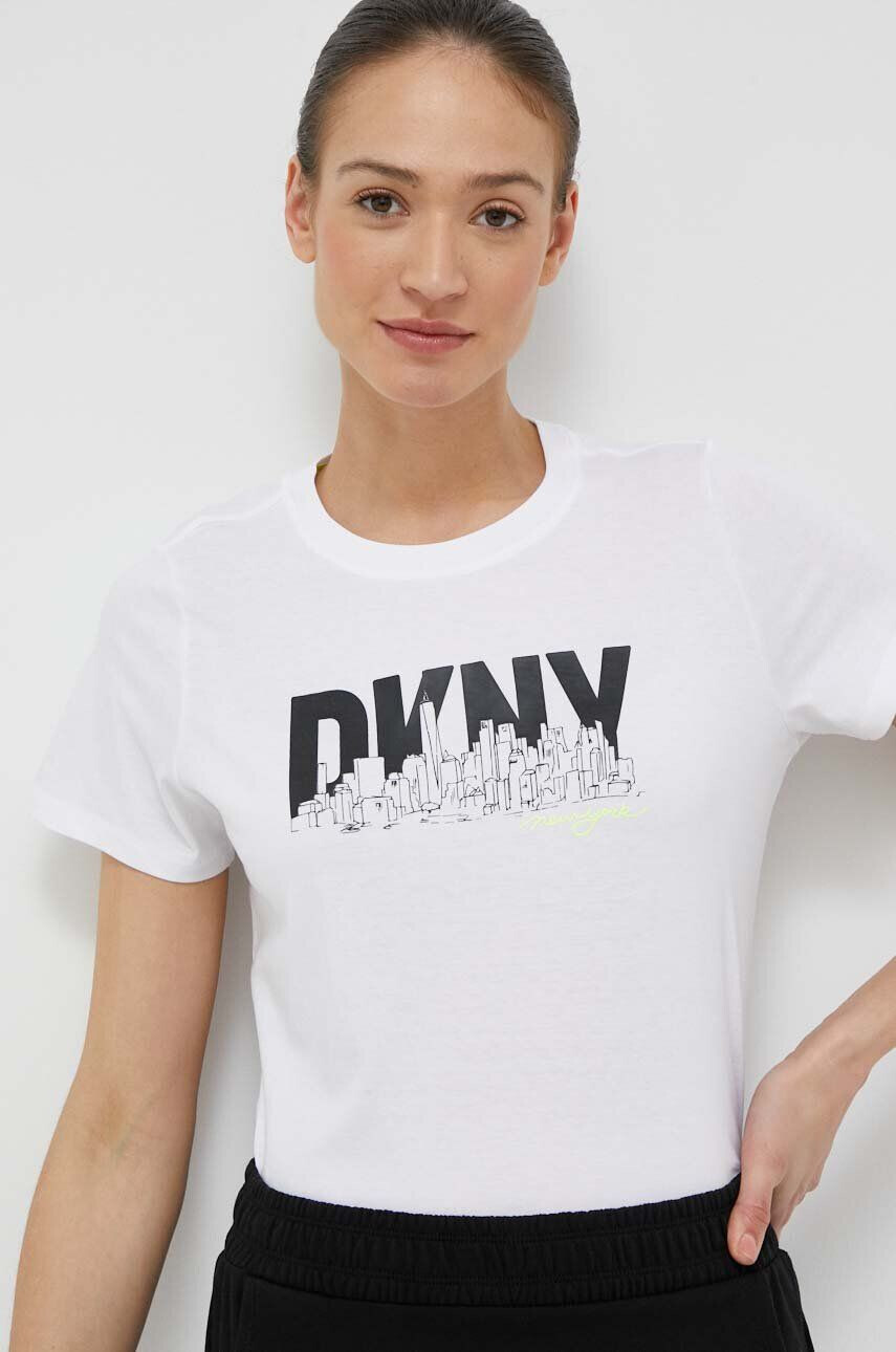 DKNY Bavlněné tričko bílá barva - Pepit.cz