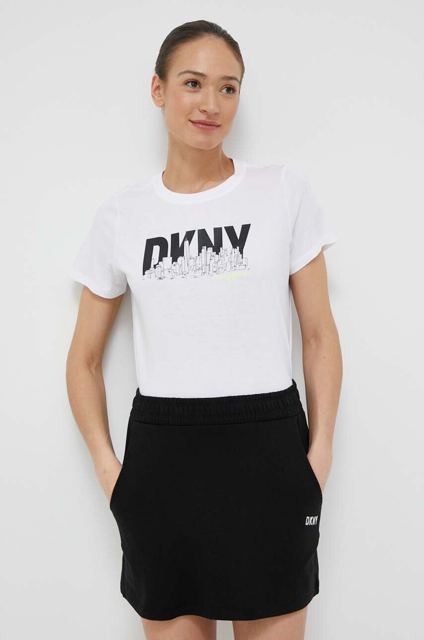 DKNY Bavlněné tričko bílá barva - Pepit.cz