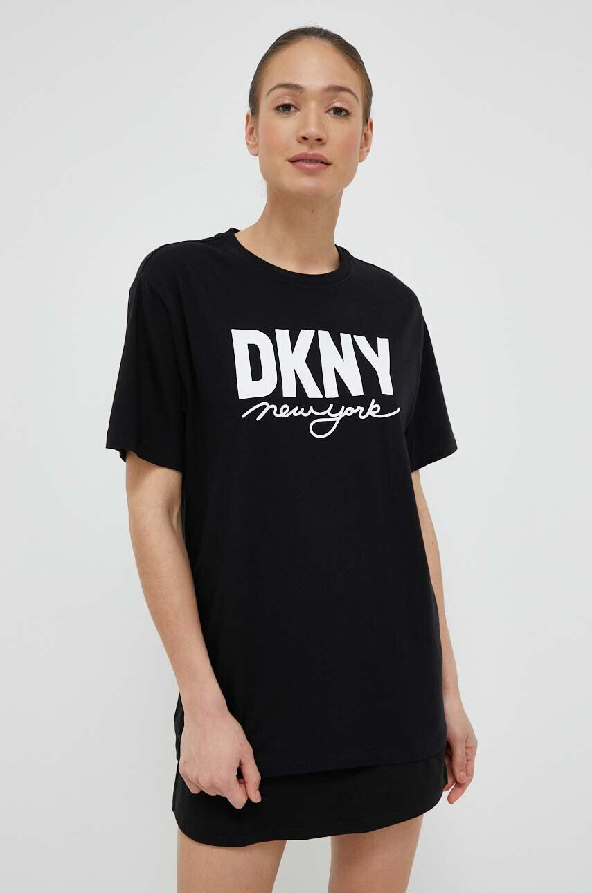 DKNY Bavlněné tričko černá barva - Pepit.cz