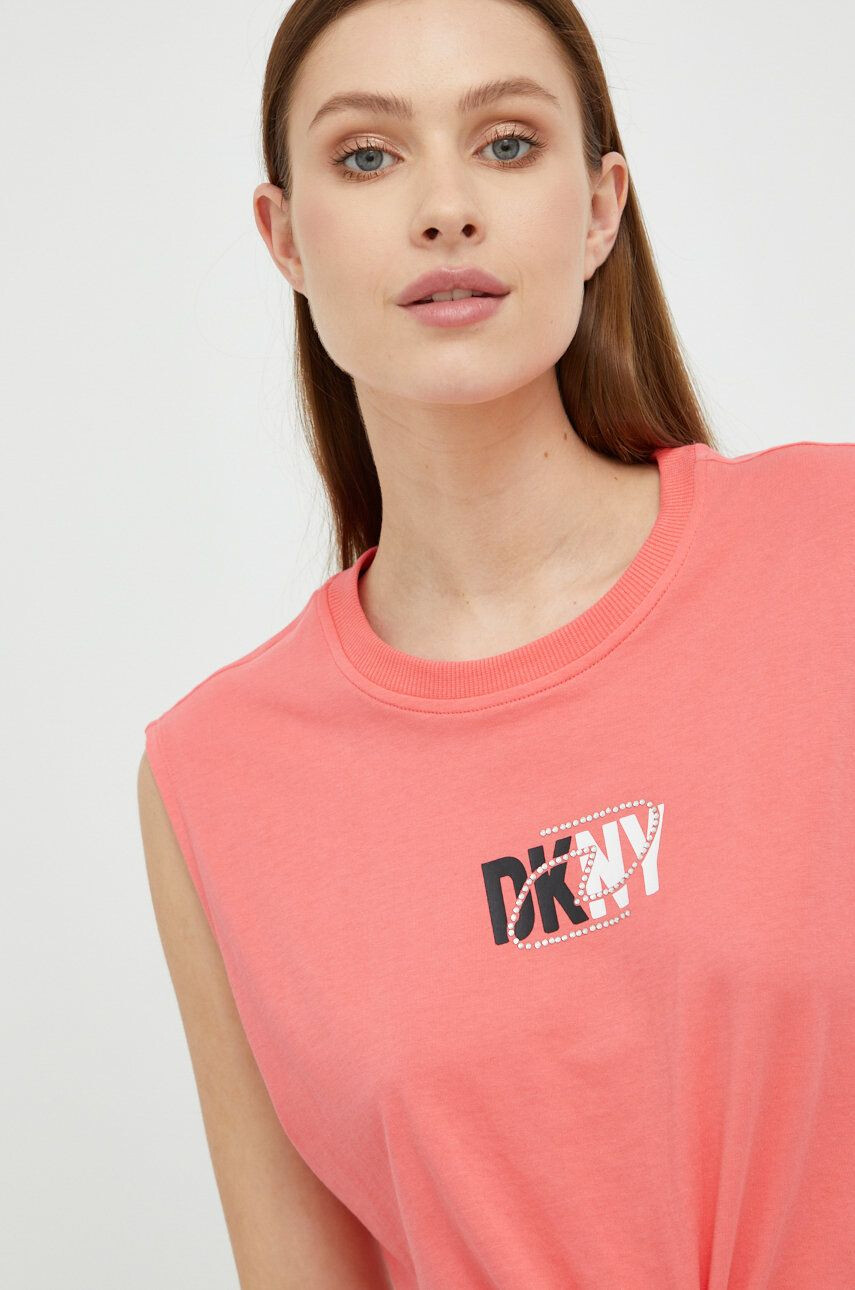 DKNY Bavlněný top růžová barva - Pepit.cz