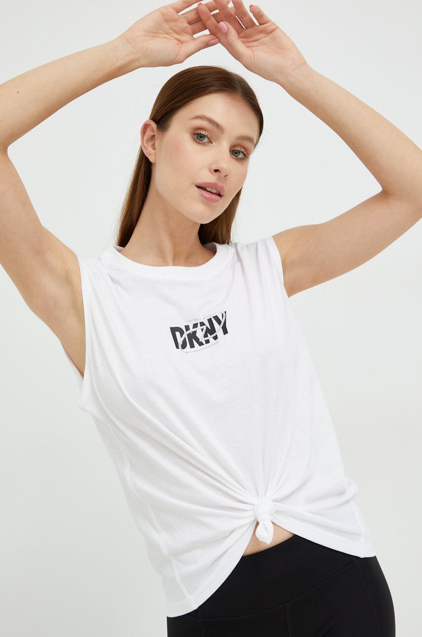 DKNY Bavlněný top bílá barva - Pepit.cz