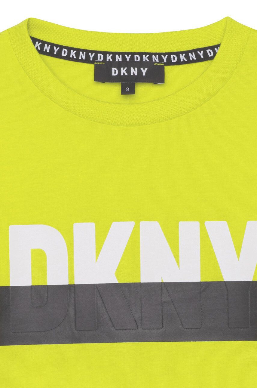 DKNY Dětská bavlněná košile s dlouhým rukávem zelená barva s potiskem - Pepit.cz