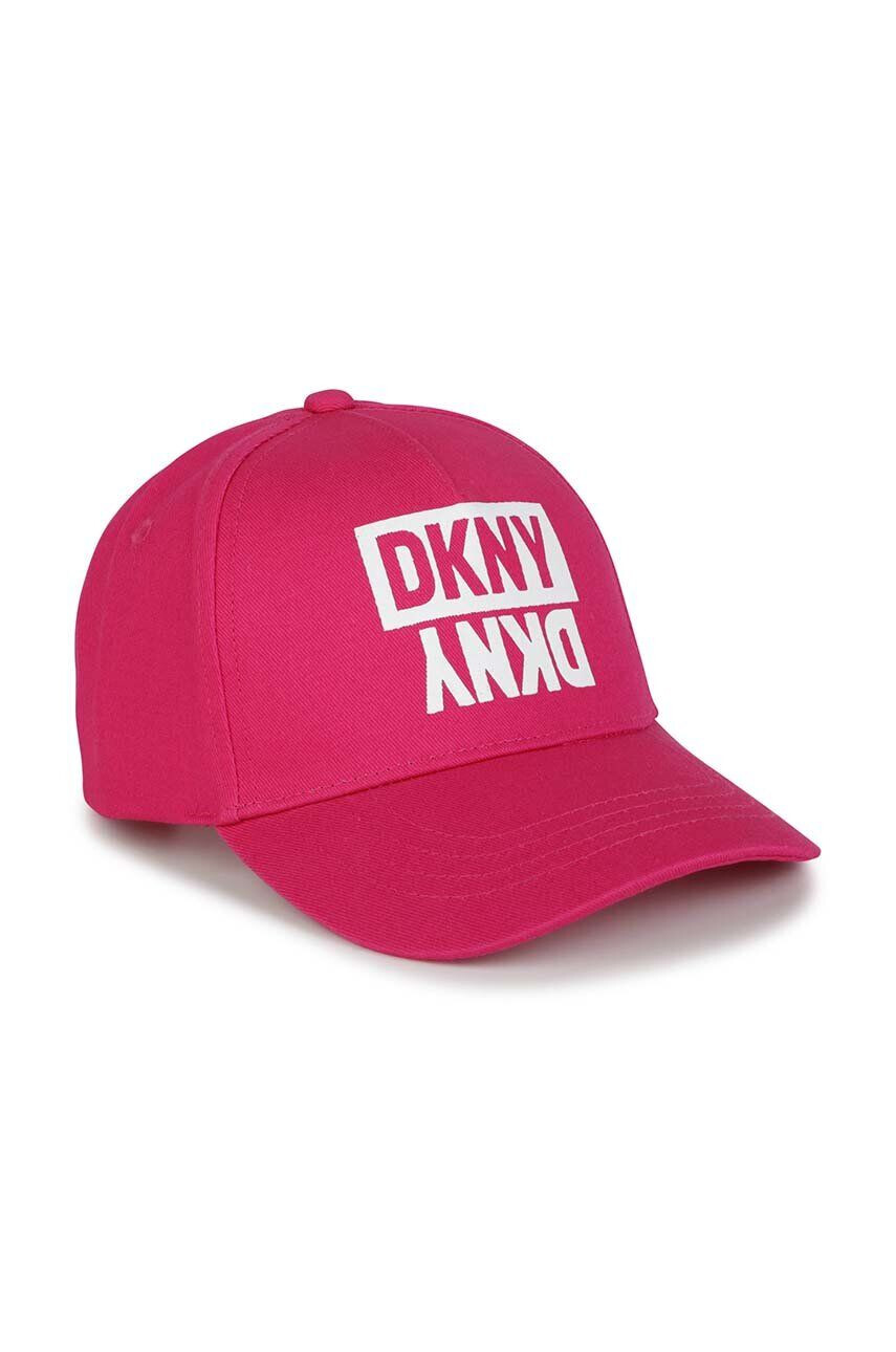 DKNY Dětská bavlněná kšiltovka růžová barva s potiskem - Pepit.cz