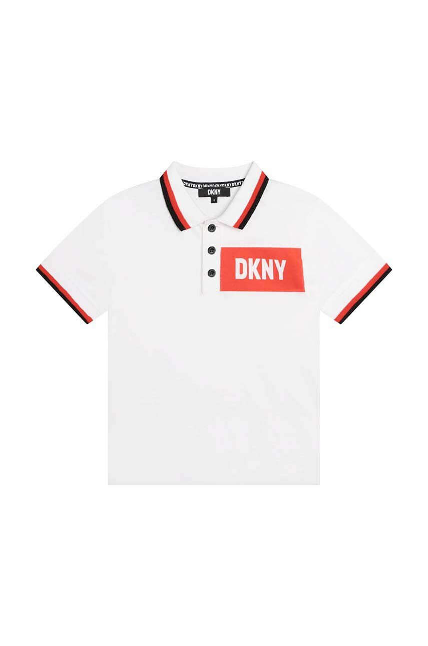 DKNY Dětská bavlněná polokošile bílá barva s potiskem - Pepit.cz