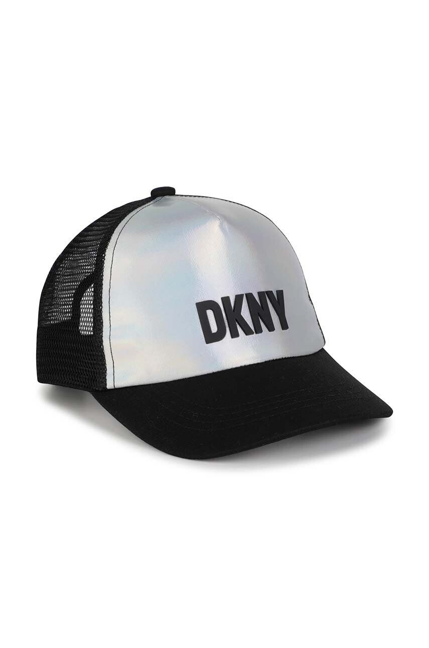 DKNY Dětska čepice stříbrná barva s potiskem - Pepit.cz