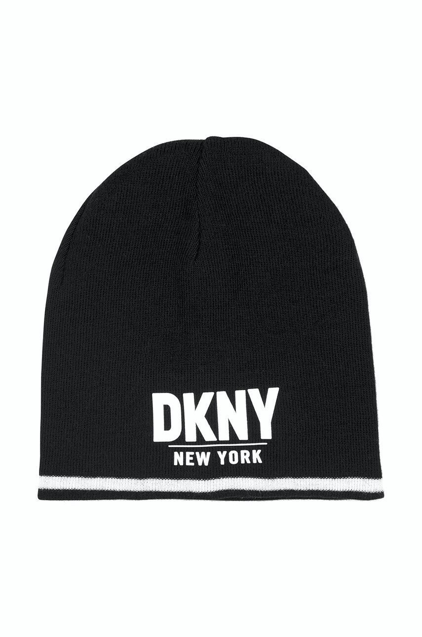 DKNY Dětska čepice černá barva z tenké pleteniny - Pepit.cz