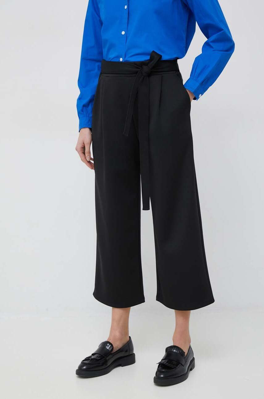 DKNY Kalhoty dámské černá barva široké high waist - Pepit.cz