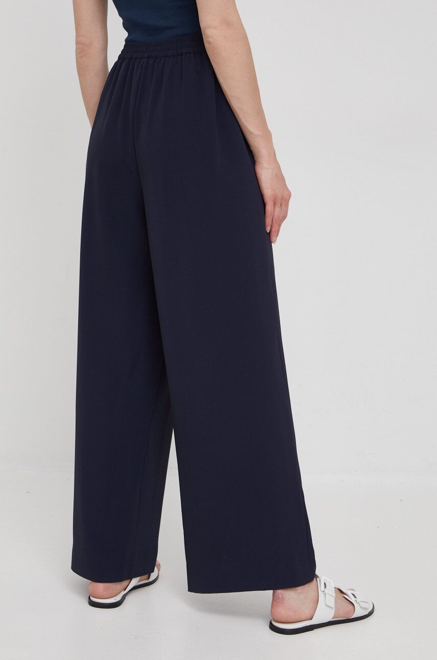 DKNY Kalhoty dámské tmavomodrá barva široké high waist - Pepit.cz