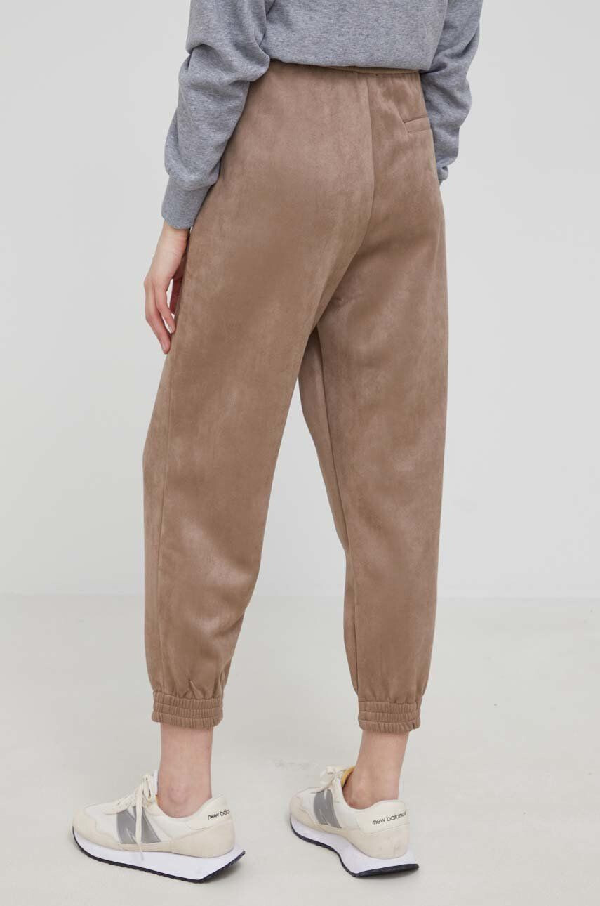 DKNY Kalhoty dámské hnědá barva jogger high waist - Pepit.cz