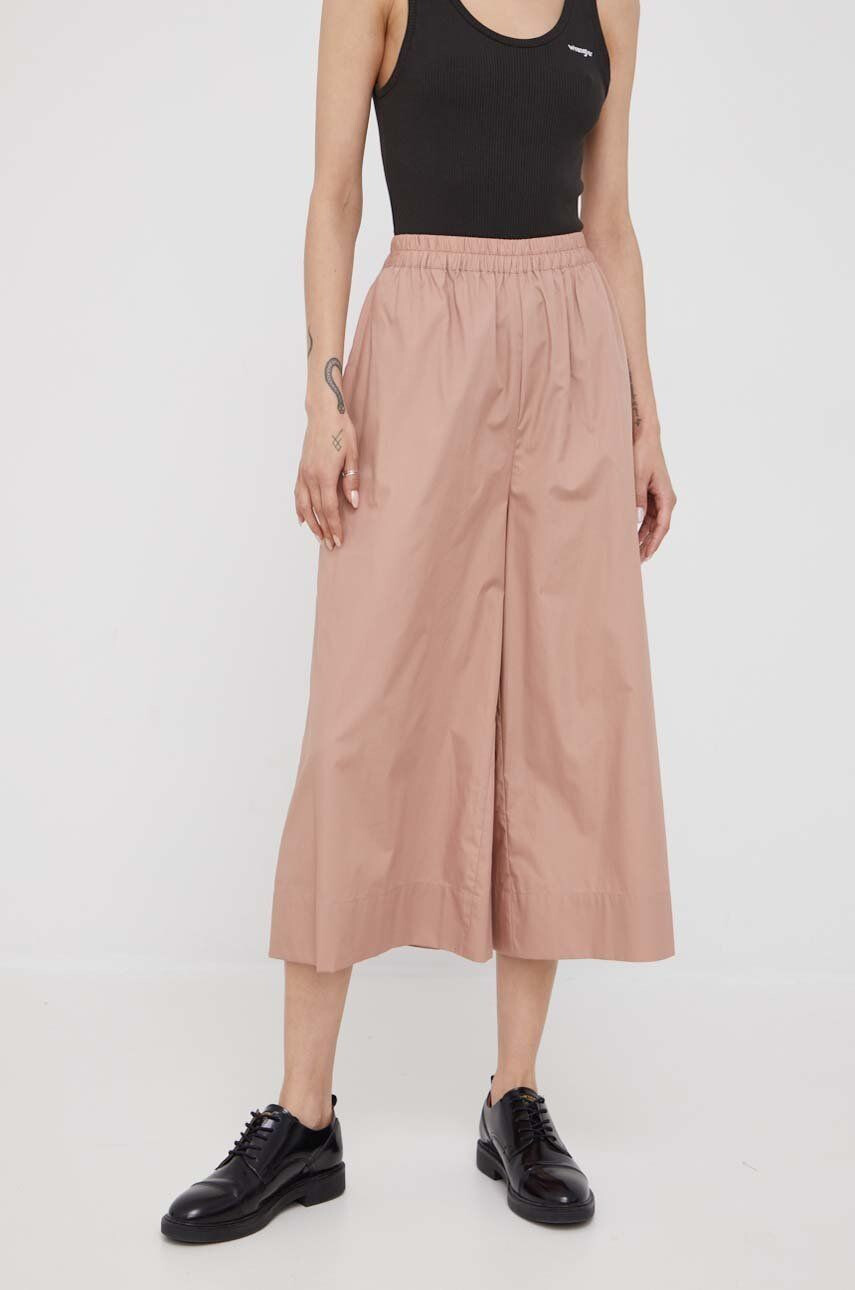 DKNY Kalhoty dámské béžová barva široké high waist - Pepit.cz