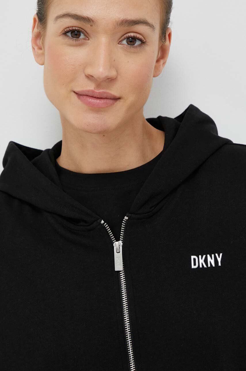 DKNY Mikina dámská černá barva s kapucí hladká - Pepit.cz