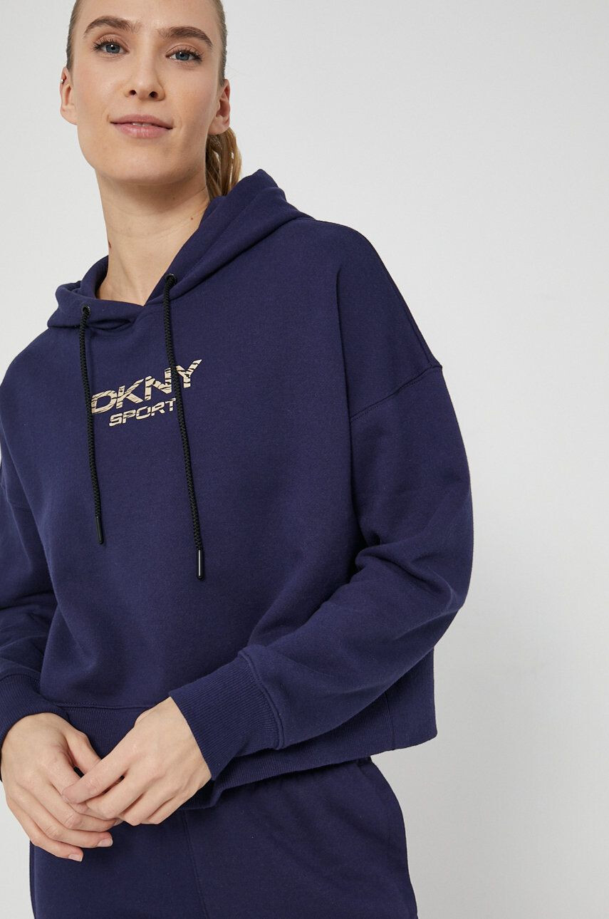 DKNY Mikina dámská tmavomodrá barva s potiskem - Pepit.cz