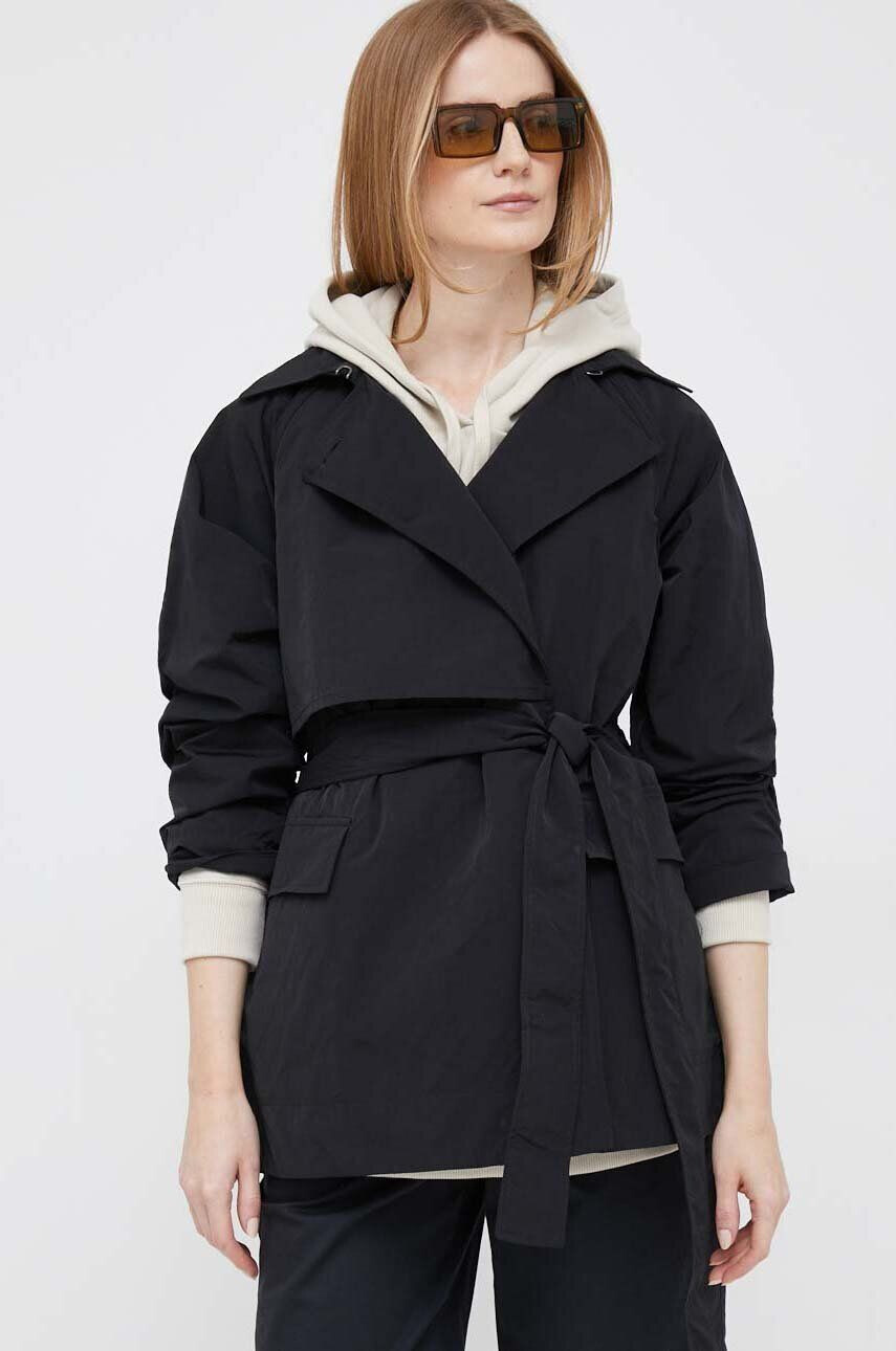 DKNY Trench kabát dámský černá barva přechodný oversize - Pepit.cz