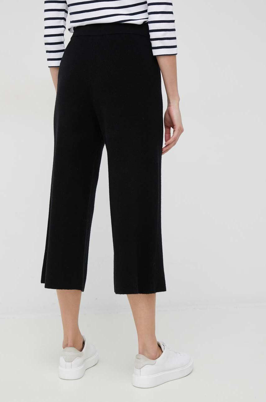 DKNY Vlněné kalhoty dámské černá barva široké high waist - Pepit.cz