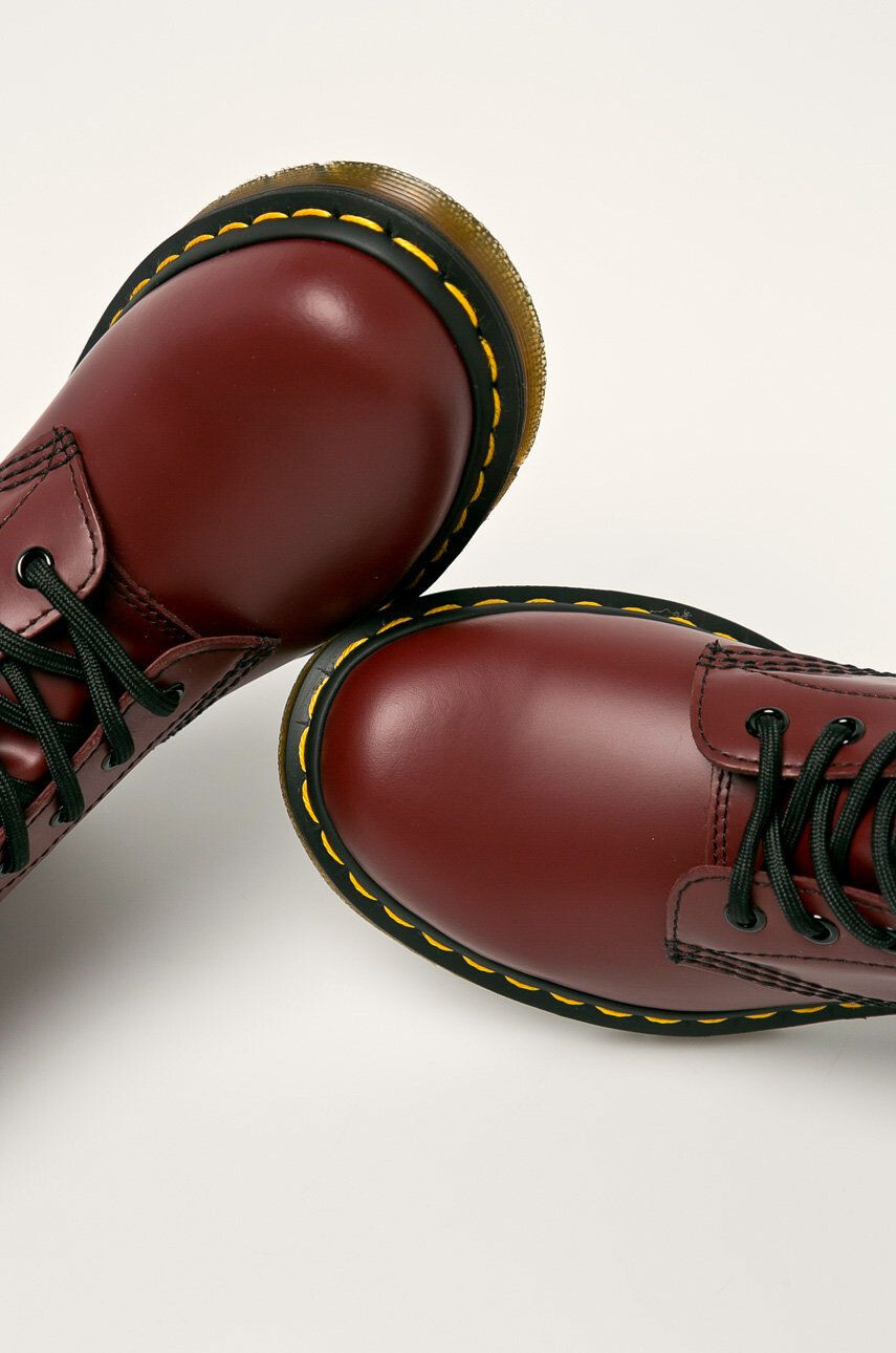 Dr. Martens Kožené workery 1460 dámské vínová barva na platformě - Pepit.cz