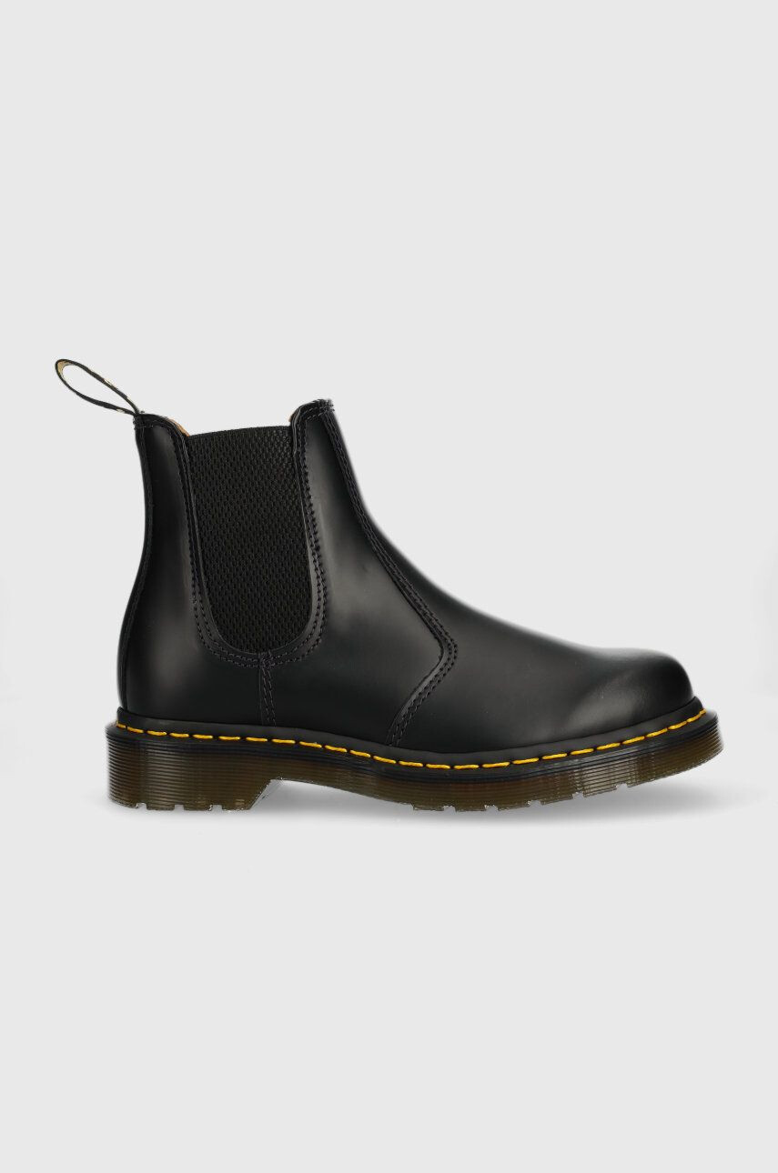 Dr. Martens Kožené kotníkové boty dámské černá barva na plochém podpatku 22227001-black - Pepit.cz